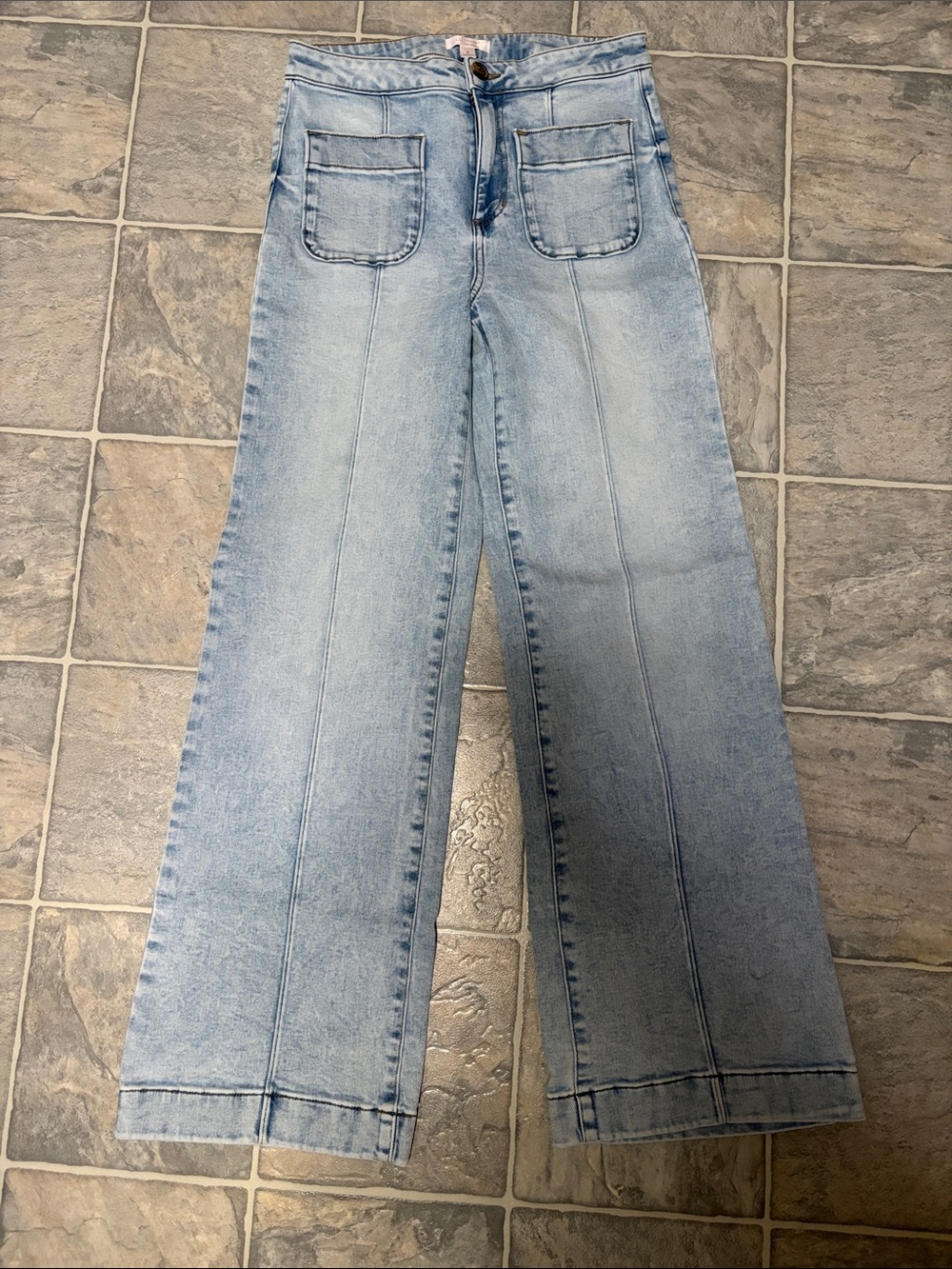 LC Lauren Conrad Light Blue Wide-Leg Jeans with Front Patch Pockets